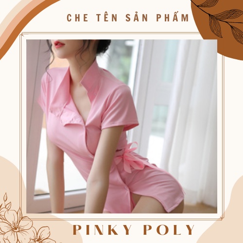 Set Cosplay Cô Y Tá Kèm Mũ Đủ Màu Trắng Hồng - Set váy ngủ sexy quyến rũ màu trắng hồng Freesize PinkyPoly CP04 | BigBuy360 - bigbuy360.vn