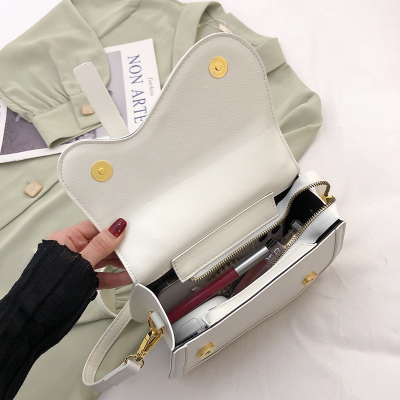 Túi IELGY phong cách Hàn Quốc màu trơn có thể điều chỉnh túi chéo cho nữ