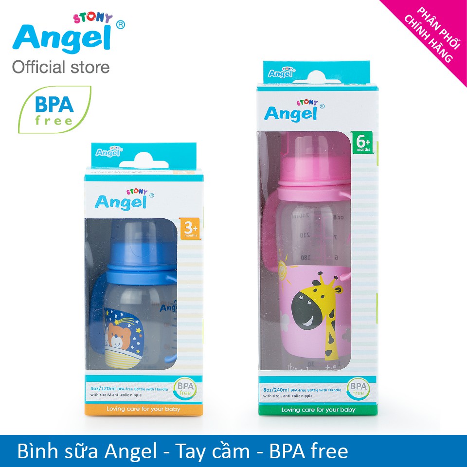 Bình sữa tay cầm Angel Stony 120ml