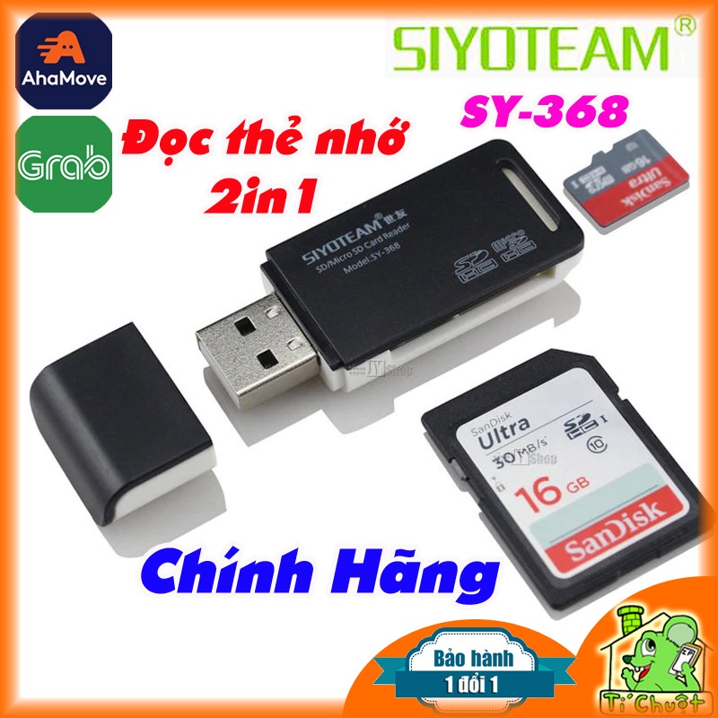 [Chính hãng SIYOTEAM] Đầu đọc thẻ nhớ 2in1 SY- 368 Card Reader