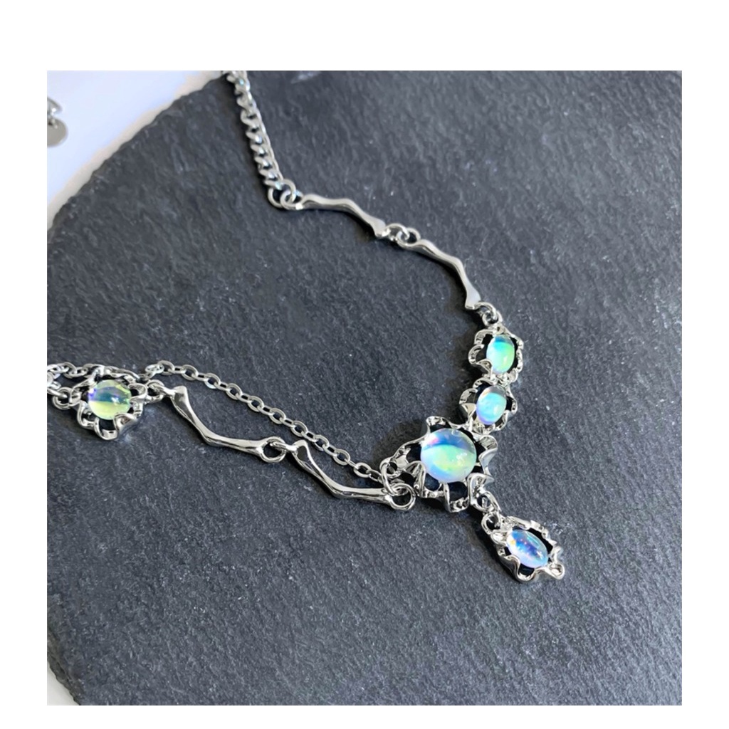 Vòng cổ Đính Đá Mặt Trăng Hình Giọt Nước Thời Trang Phong Cách Hàn Quốc