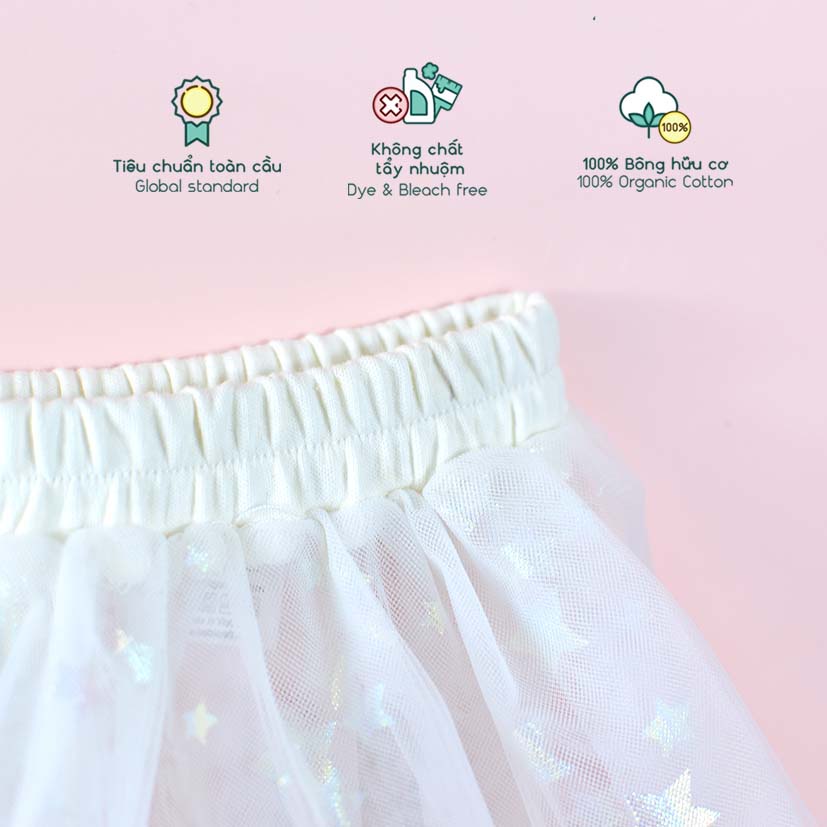 Quần áo trẻ em Bobicraft - Váy voan sao lấp lánh bé gái - Cotton hữu cơ organic an toàn