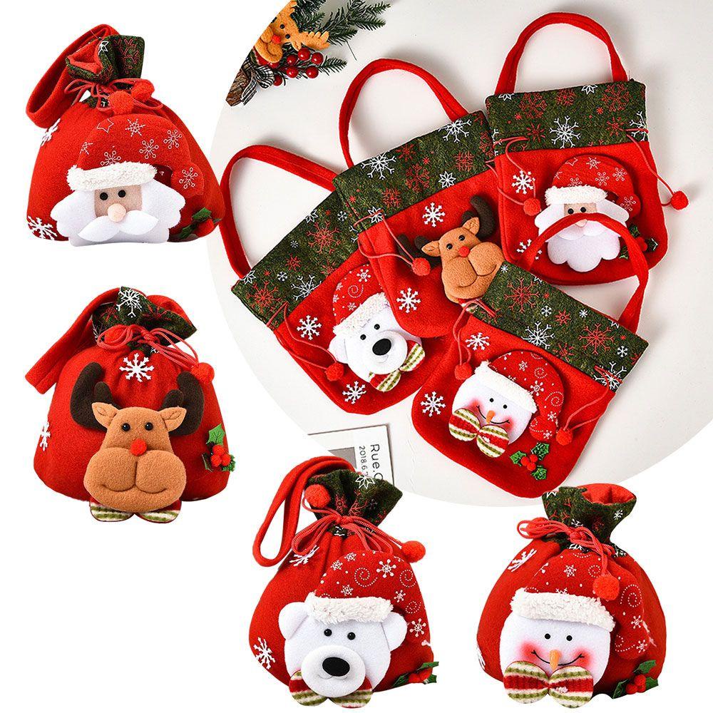 MUVAKO Túi Dây Rút Đựng Kẹo Giáng Sinh Hình Ông Già Noel Mới