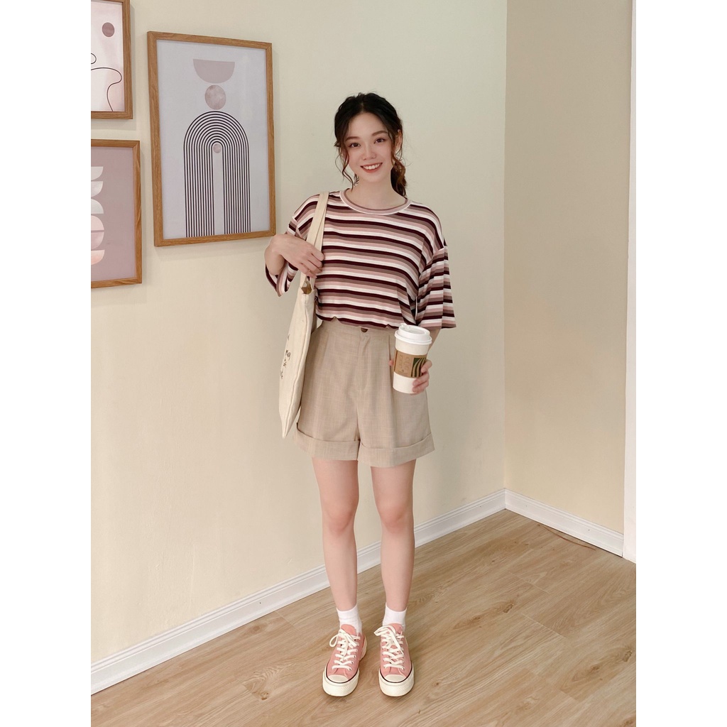 Áo thun kẻ tay rộng dáng freesize MADELEN