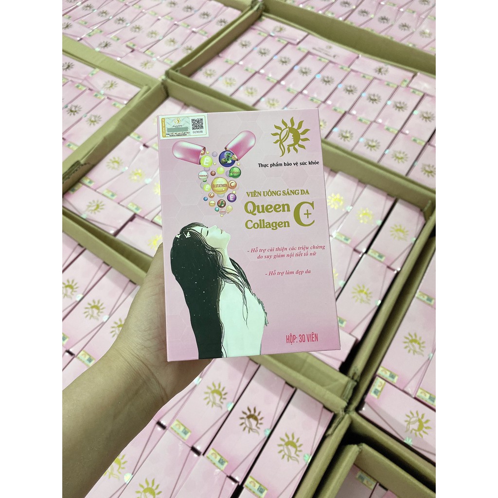 Shunshine Cosmetics queen collagen C tinh dầu, vitamin đẹp da, cân bằng nội tiết tố- Hộp 30 viên | Thế Giới Skin Care