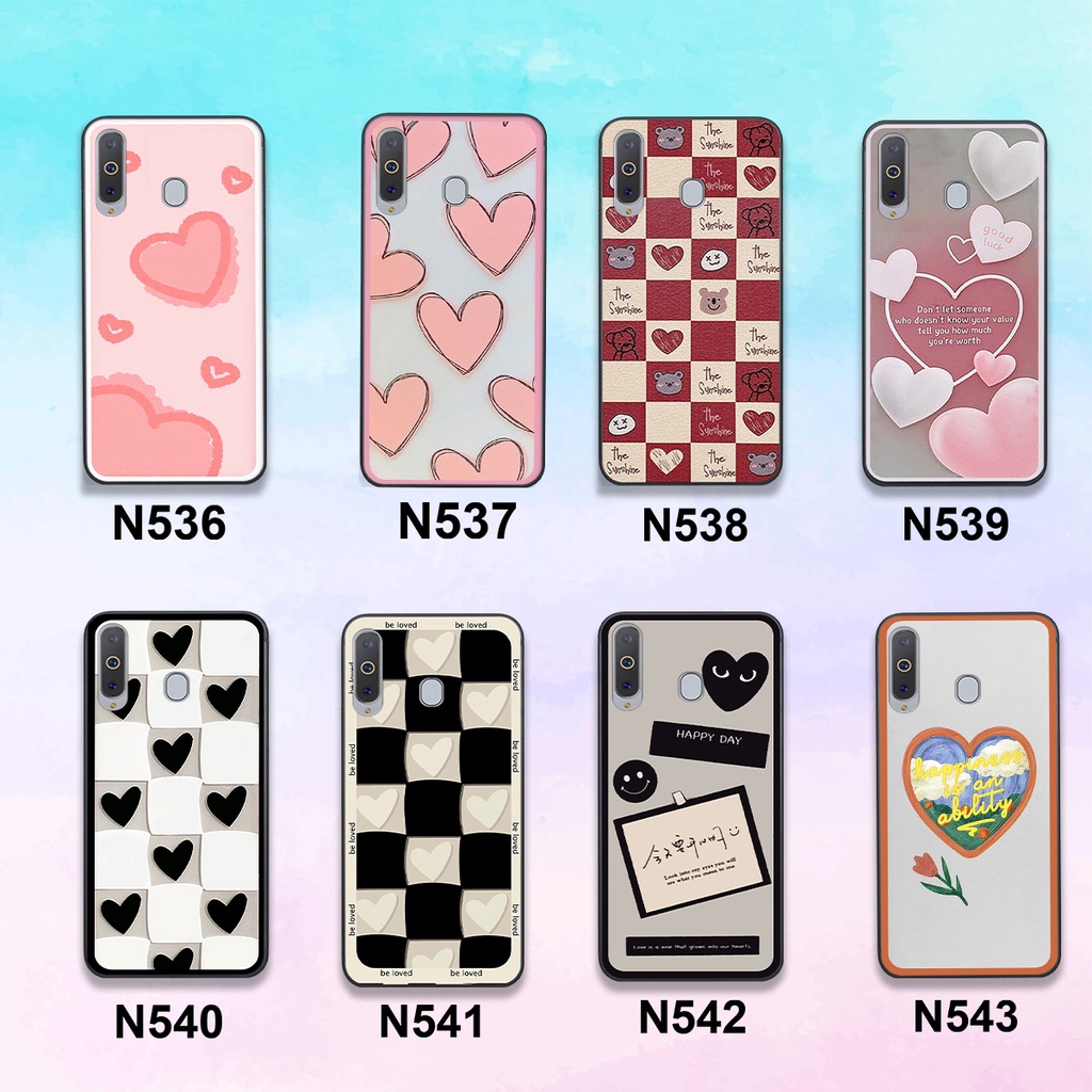Ốp Samsung A8s / A9 2019 in hình trái tim caro đen trắng , hồng cute xinh xắn dễ thương