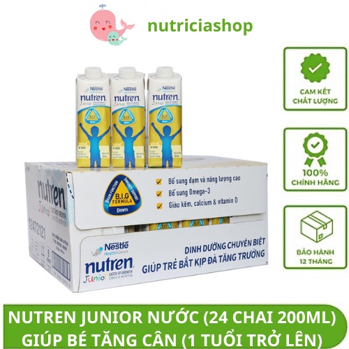 Sữa nước Nestle Nutren Junior vị Vani Combo 24 hộp 200ml date T11/2023