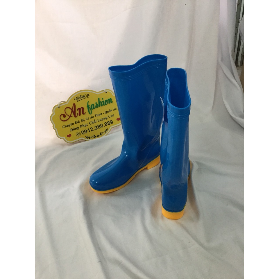 Ủng Cao Su Xanh Đế Vàng Đi Mưa, Làm Vườn, Lao Động _ Hình Chụp Thật