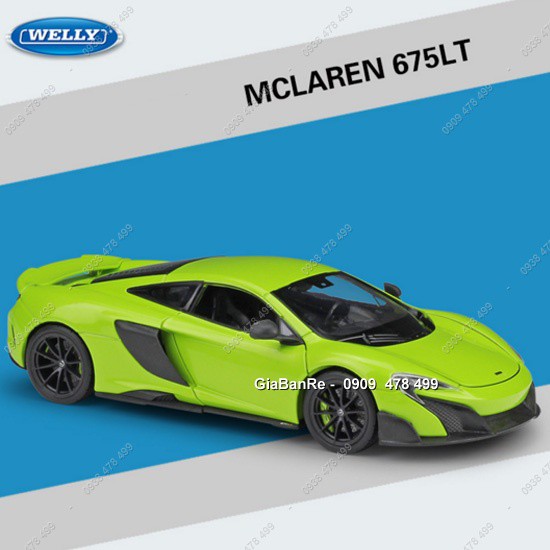 MS: 8376.2 - XE MÔ HÌNH KIM LOẠI TỈ LỆ 1:24 - MCLAREN 675 LT - WELLY - XANH LÁ