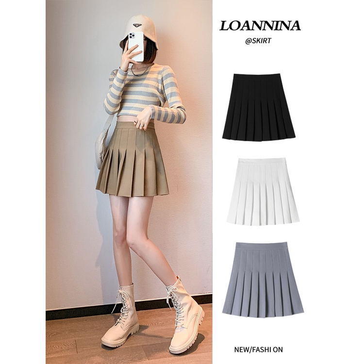 NRVP Chân Váy Ngắn Dáng Chữ A Lưng Cao Màu Sắc Xinh Xắn Phong Cách Hàn Quốc