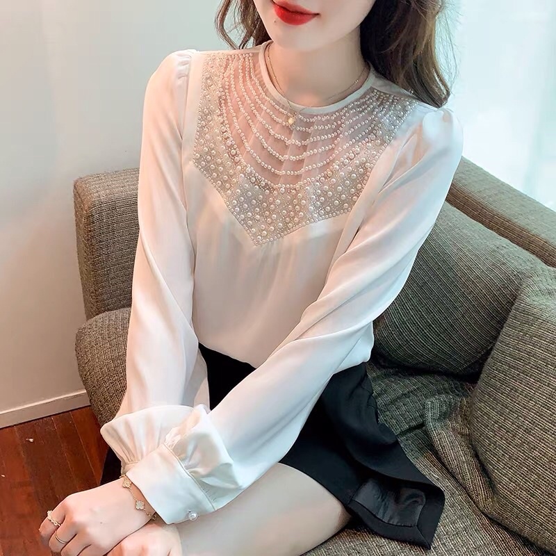 Áo sơ mi nữ cao cấp, thiết kế đính hạt sang chảnh, phong cách NV0957