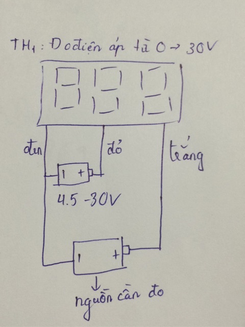 Đồng hồ đo áp 0 - 30V ( hiển thị led 7 đoạn màu đỏ đỏ 0.56inch) - không pin