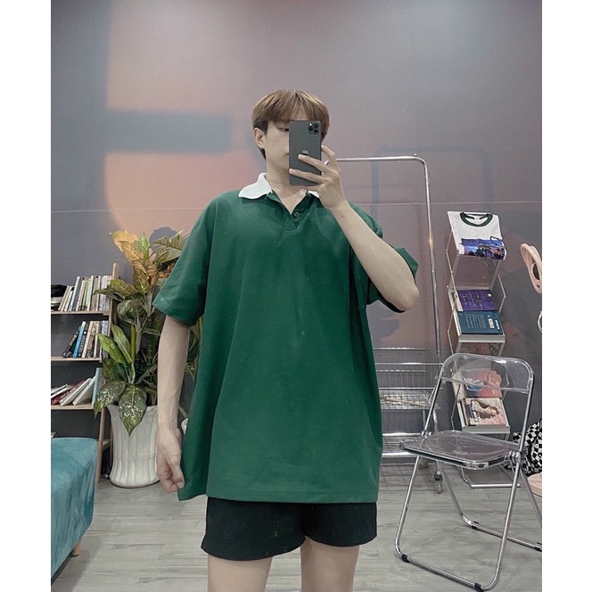 ÁO THUN POLO BASIC FORM RỘNG UNISEX NAM NỮ (hình chụp thật)