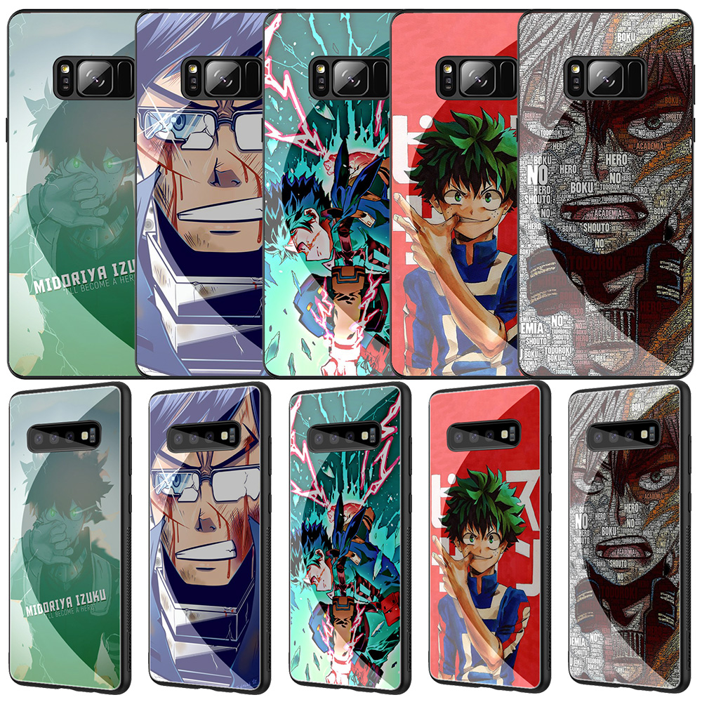 Ốp Điện Thoại Mặt Kính Cường Lực Viền Dẻo Họa Tiết Hoạt Hình My Hero Academia Cho Samsung Galaxy S7 Edge S8 S9 S10 S20 Plus D100