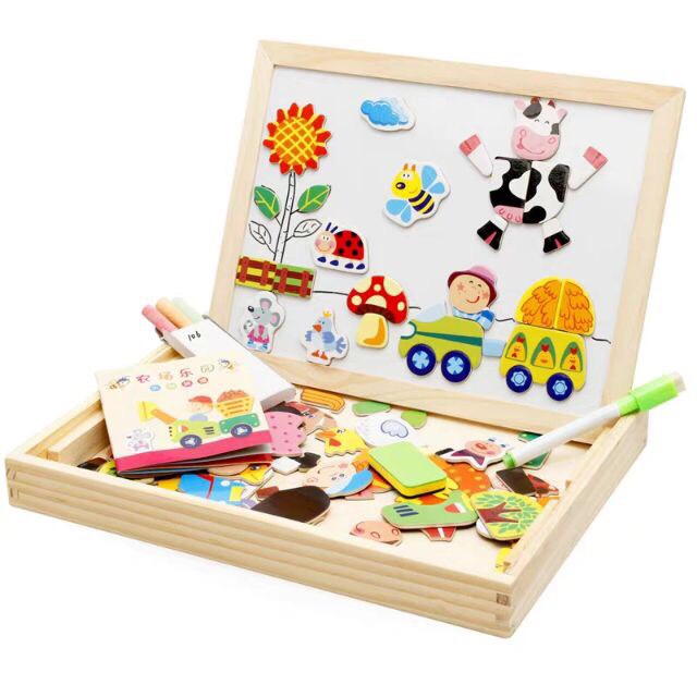 Bộ Ghép Hình Nam Châm 2 mặt cho bé - Đồ Chơi Giáo Dục phát triển trí tuệ