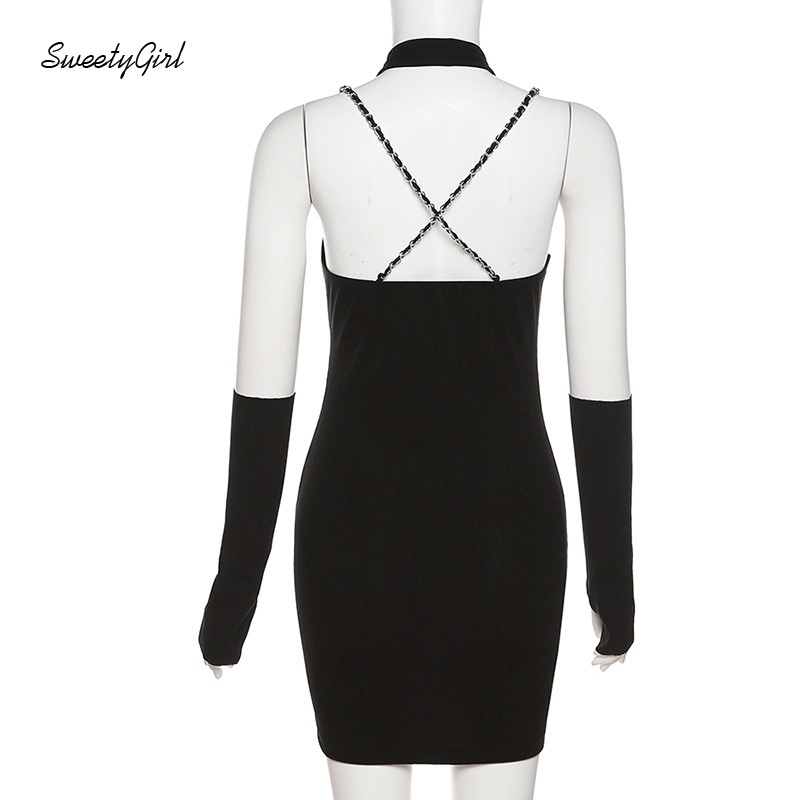 Đầm Mini Cổ Chữ U Phối Màu Tương Phản Thời Trang 2022 Cho Nữ