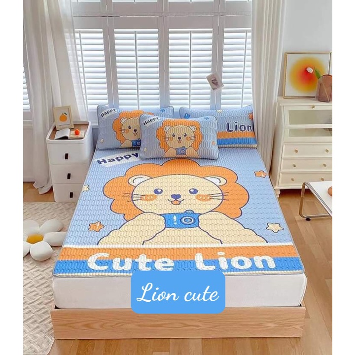 Chiếu điều hòa cao su non 3D in nổi,Hàng dày,kích thước 1m6/1m8/2m2/- lion cute