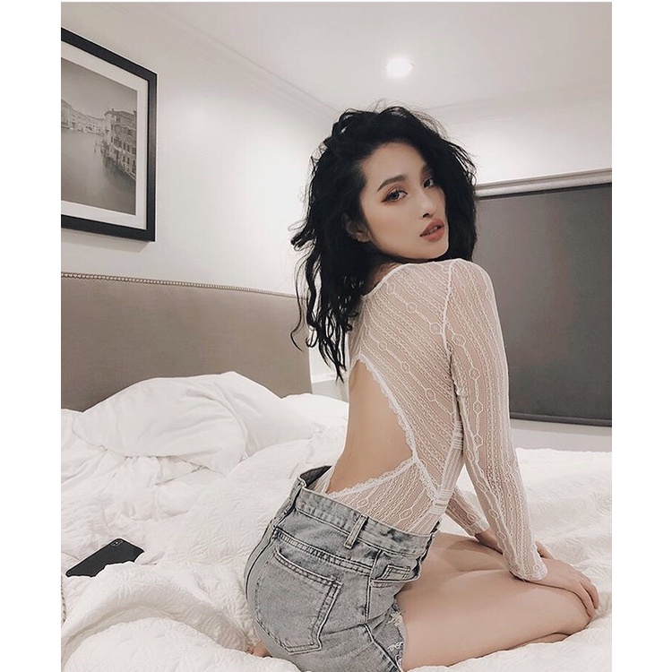 Áo Dài Tay Nữ Jumpsuit Sexy Ren Quyến Rũ Mềm Mịn Ôm Body | BigBuy360 - bigbuy360.vn