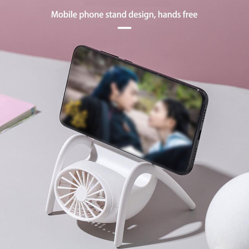 Handheld Mini USB Fan Desktop Quiet Air Cooler With Mobile Phone Holder Stand  Bracket