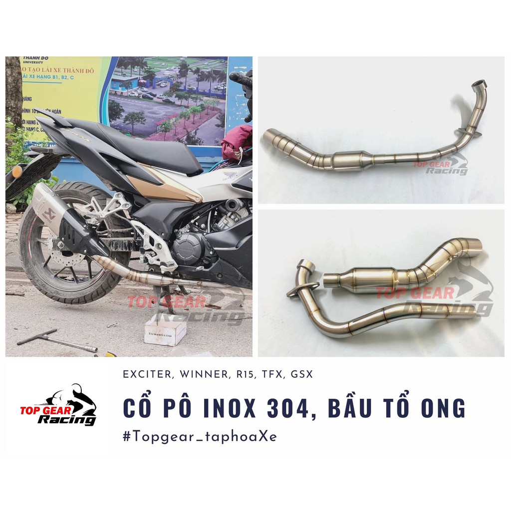 CỔ PÔ BẦU HƠI INOX 304 CHO EXC, WINNER, R15V3 - MỐI HÀN SIÊU ĐẸP <TOPGEAR>