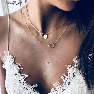 Vòng cổ mặt tròn 2 lớp thời trang đơn giản tinh tế cho nữ