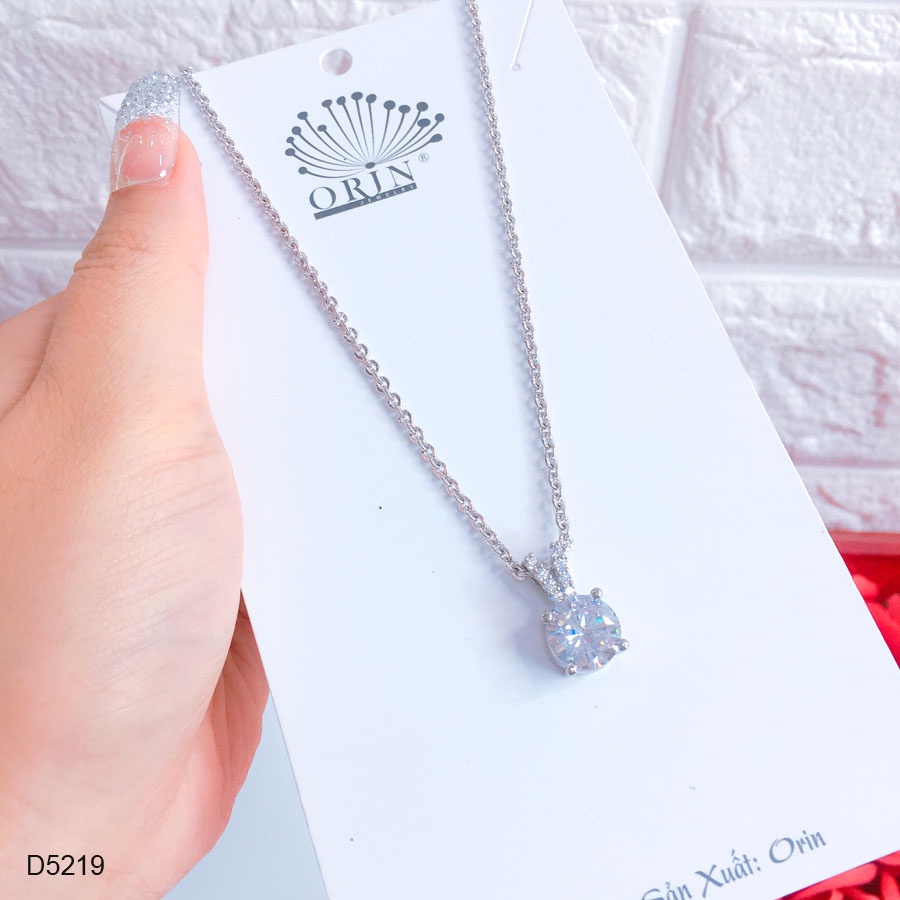 Dây chuyền bạc nữ, dây công khía 1 viên đá trắng cao cấp Orin D5219