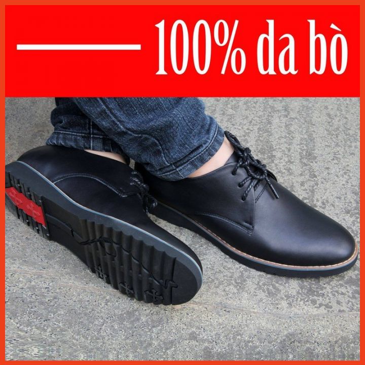 Giày Da Nam Trung Niên Cao Cấp Buộc Dây Da Bò Thật Kiểu Hàn Giày Tây Nam Công Sở Thời Trang Trẻ Trung