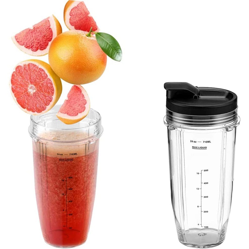 Set 2 Cốc Đánh Trứng 24 Oz Thay Thế Kèm Nắp Đậy Cho Nutri Ninja Auto IQ BL450 BL480 NN102