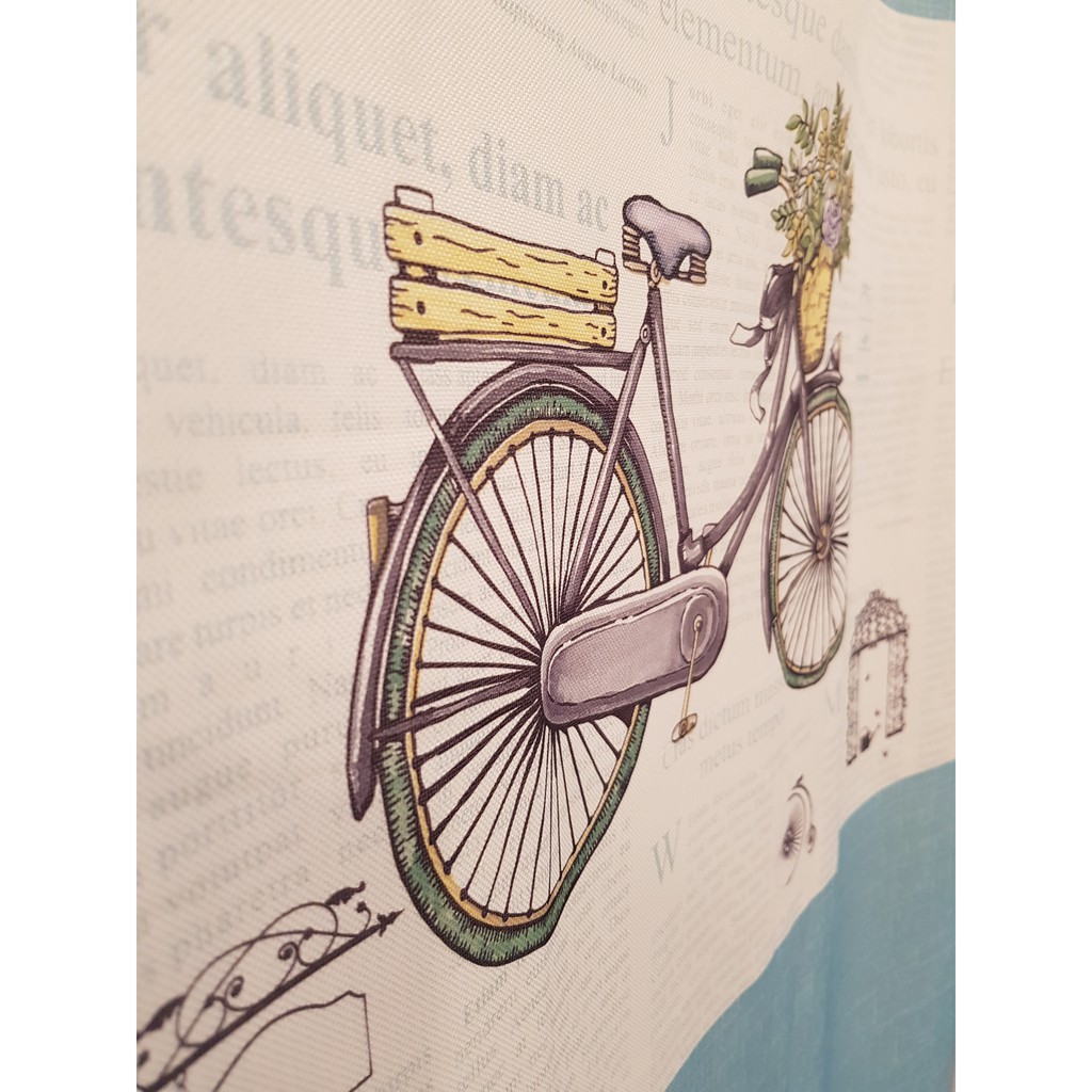 Rèm Cửa Sổ trẻ em may sẵn - Một Tấm 180x200 cm - Khoen Lỗ Cao Cấp R6-12 - Hình xe đạp
