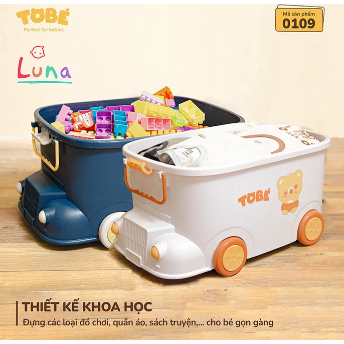 Combo 2 Hộp Đựng Đồ Chơi ToBé Cho Bé Bằng Nhựa Hình Ô Tô Có Bánh Xe Di Chuyển