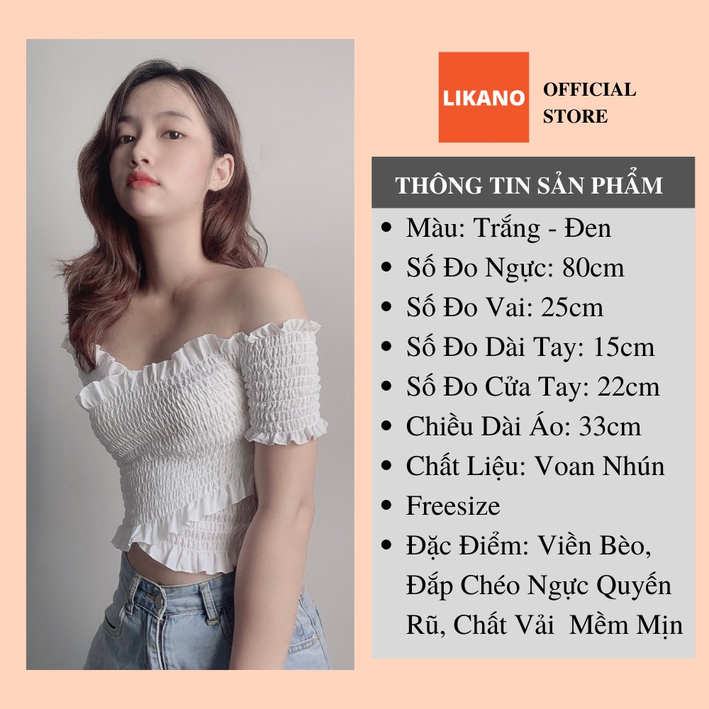 Áo croptop nữ trễ vai tay ngắn kiểu ôm, áo crt ôm đắp chéo ngực siêu dễ thương LIKANO CRT29