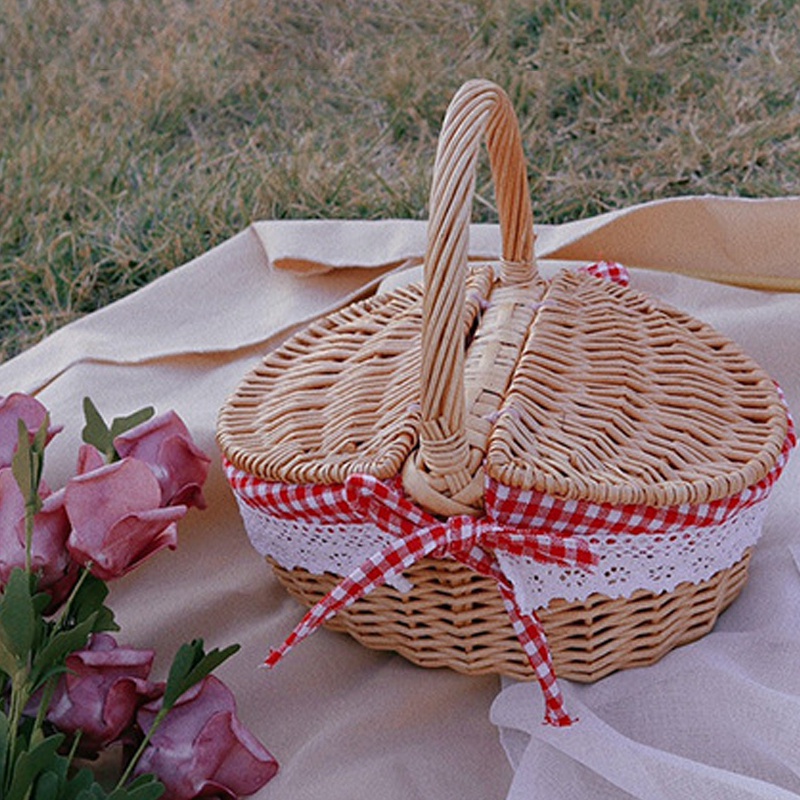 Outdoor Picnic Baskets Blanket Rattan Storage Basket DIY Flower Basket