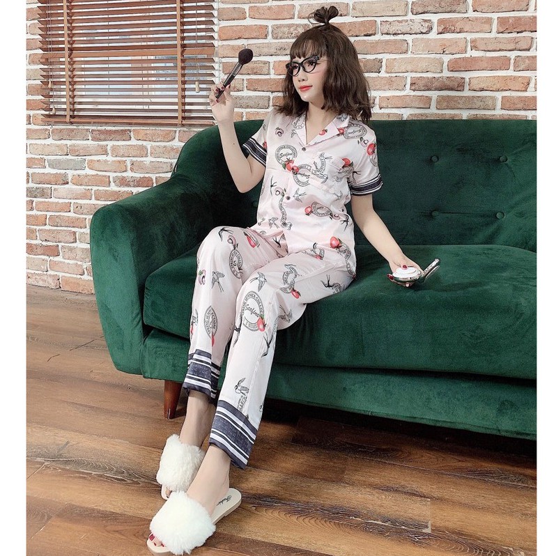 Bộ ngủ pijama lụa phối cổ chất đẹp | BigBuy360 - bigbuy360.vn