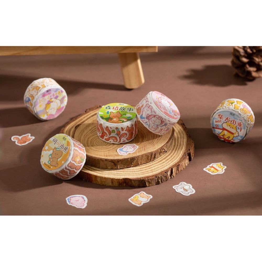 Băng keo giấy washi tape dạng sticker hoạ tiết hoạt hình