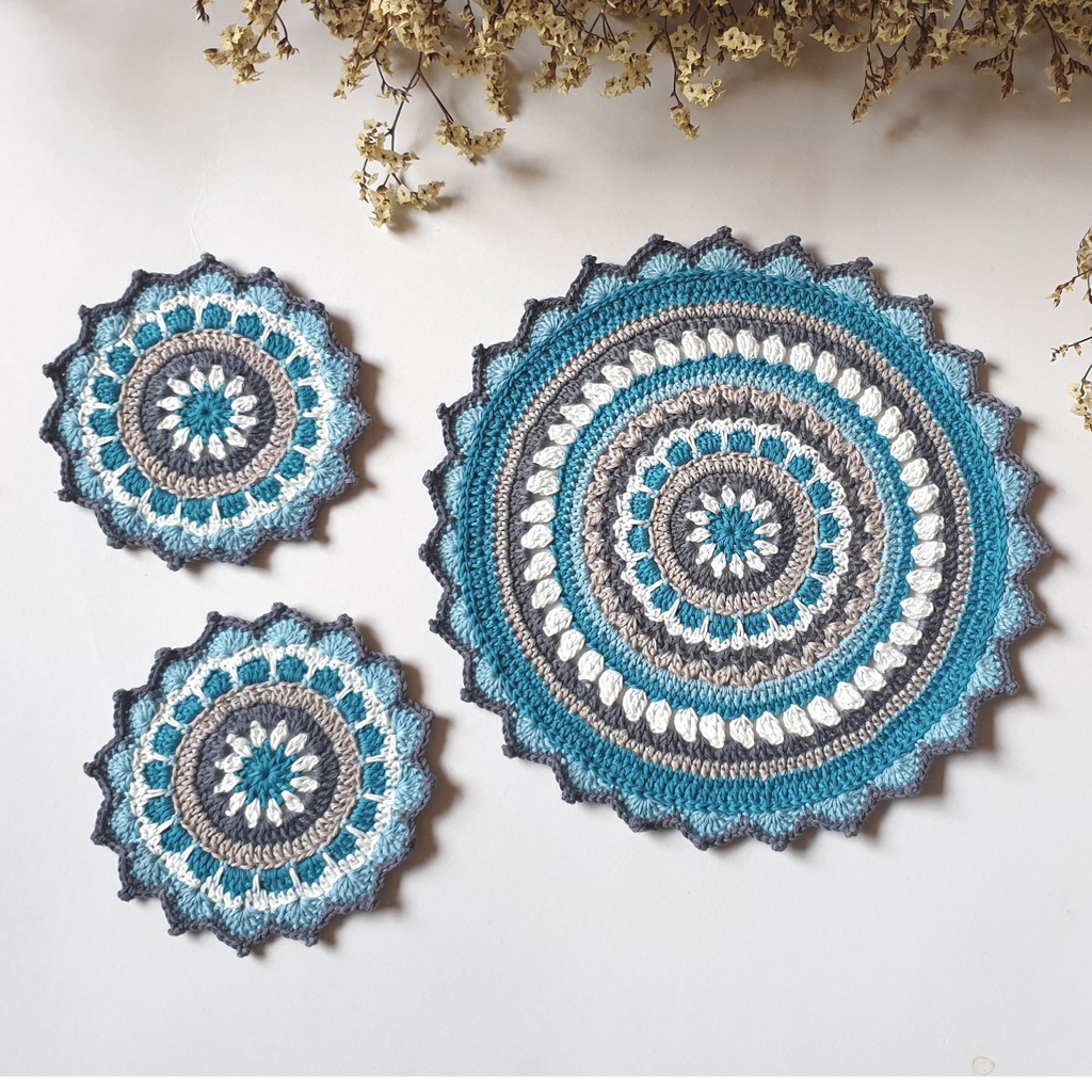 Tấm lót trang trí phong cách Mandala, đệm lọ hoa, dùng trên bàn ăn, lót ly cốc