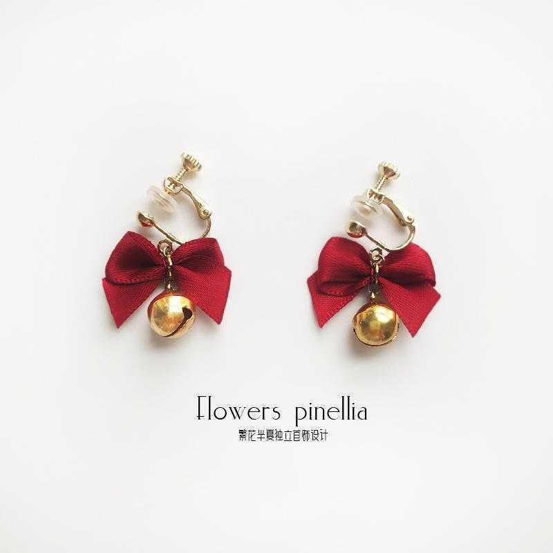 Khuyên Tai Dạng Kẹp Hình Nơ Đỏ Thiết Kế Thanh Lịch Dễ Phối Đồ Thời Trang Phong Cách Hàn Quốc Cho Nữ