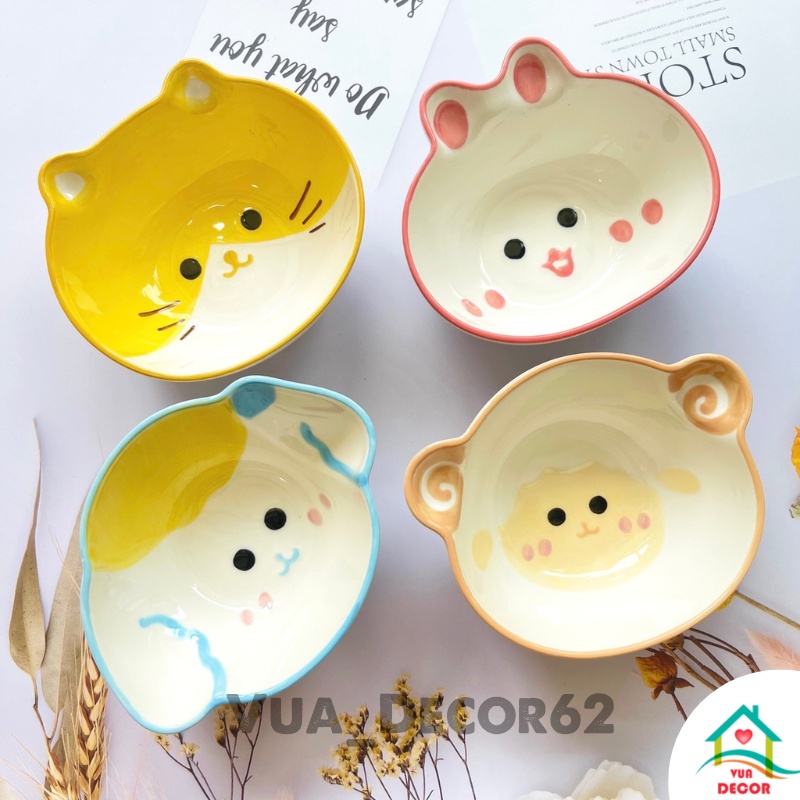 Bát ăn cơm, bát đĩa sứ, chén dĩa dễ thương hình con thú ngộ nghĩnh cho bé BT01