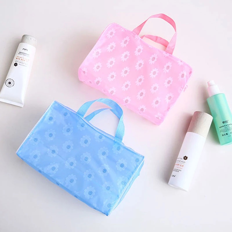 Túi Đựng Mỹ Phẩm Trong Suốt Sức Chứa Lớn Họa Tiết Hoa Xinh Xắn Đa Năng Tiện Dụng