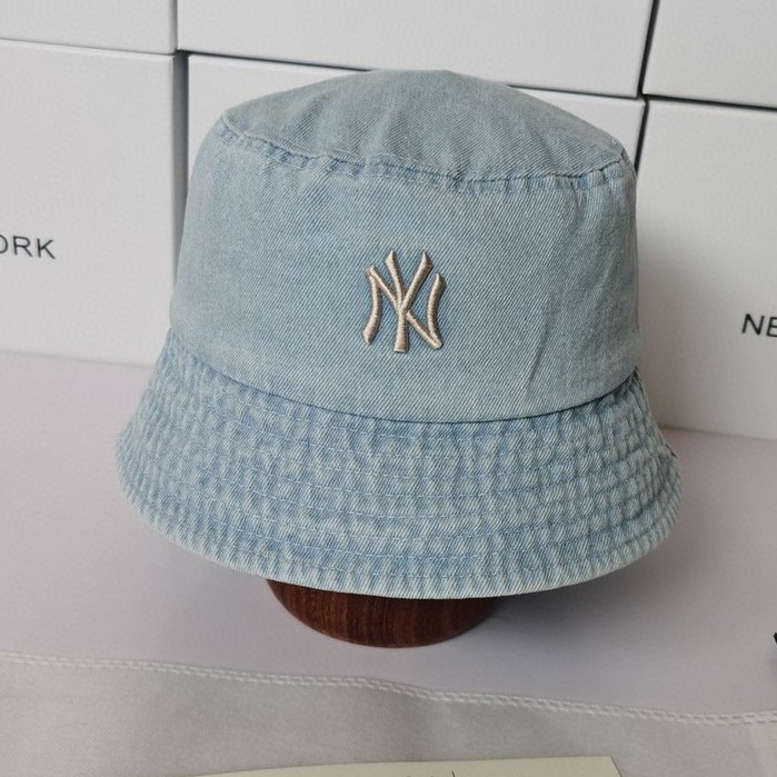 Mũ Bucket Chống Nắng Vải Denim Họa Tiết Chữ Thêu Thời Trang Mùa Hè Phong Cách Hàn Quốc
