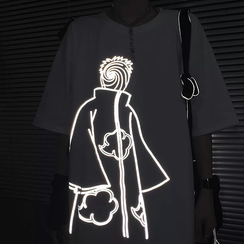 Áo phản quang nam tay lỡ form rộng Naruto Obito Uchiha vải cotton trumunisex