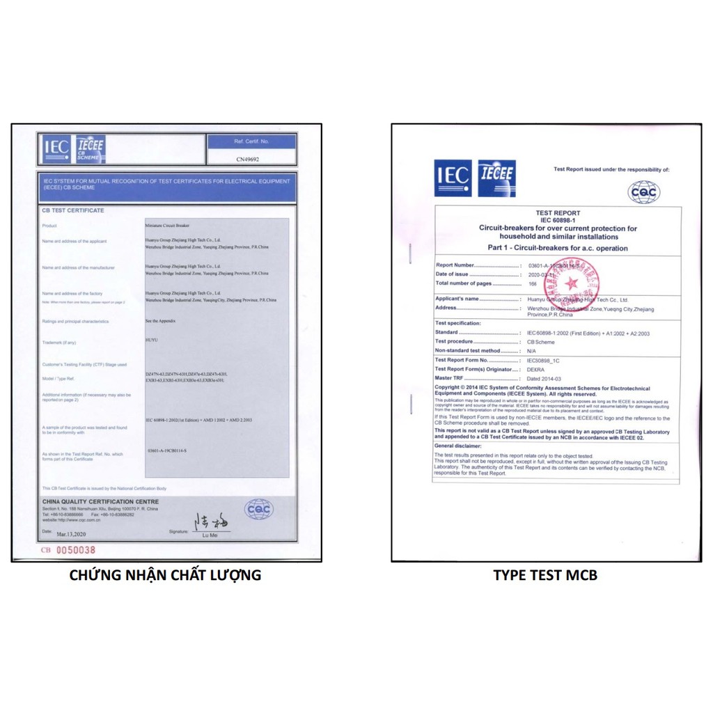 Aptomat 2 pha - Cầu dao an toàn MCB 2 pha Huyu