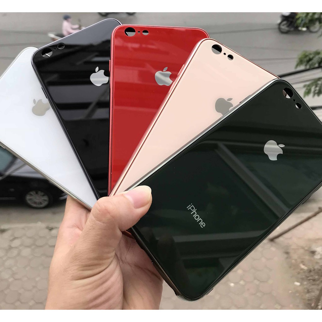 Ốp lưng kính viền si iphone 6/6plus/6s/6s plus/6/7/7plus/8/8plus/x/xs/xs max/11/11 pro/11 promax