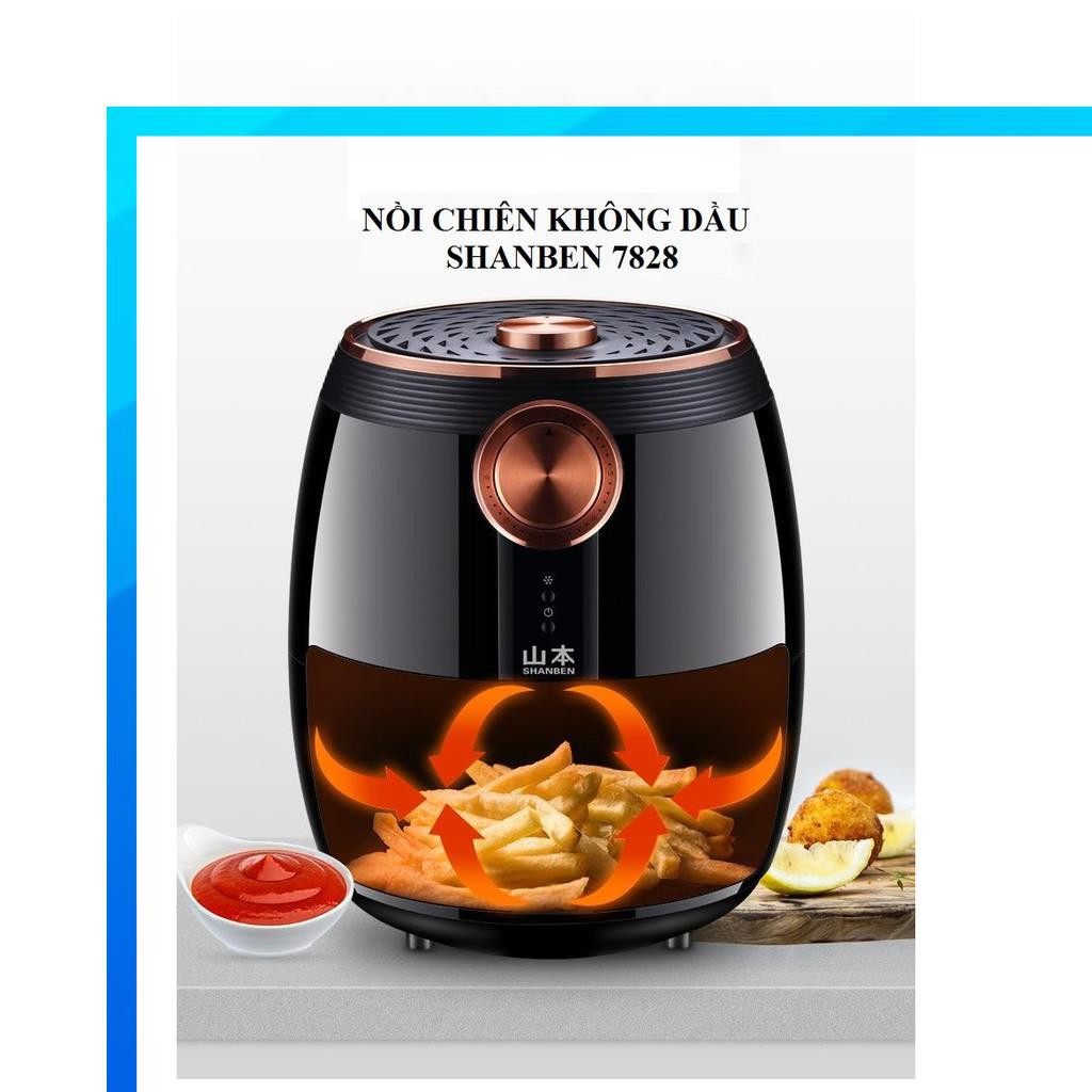 Nồi chiên không dầu điều khiển cơ SHANBEN 7828 dung tích 4.5L, nồi chiên không dầu công suất 1400W