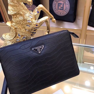 Clutch cầm tay da thật Prada cho nam