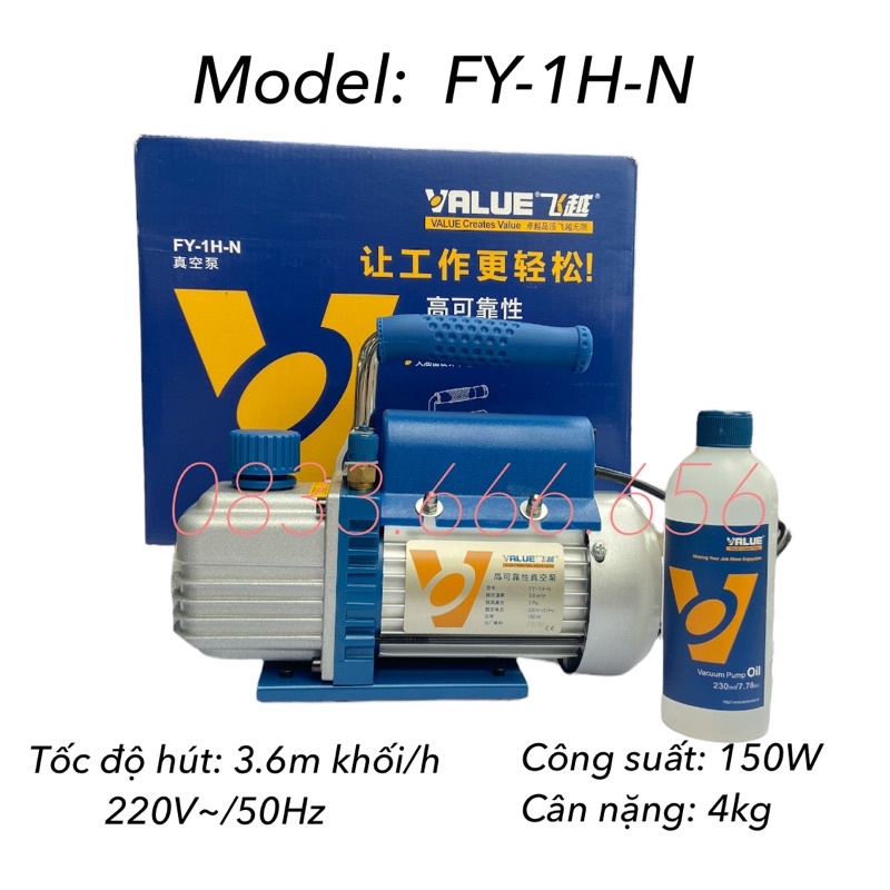 Máy hút chân không Value FY-1H-N dòng nội địa Trung cao cấp - Máy hút chân không điều hoà tủ lạnh Value chất lượng cao