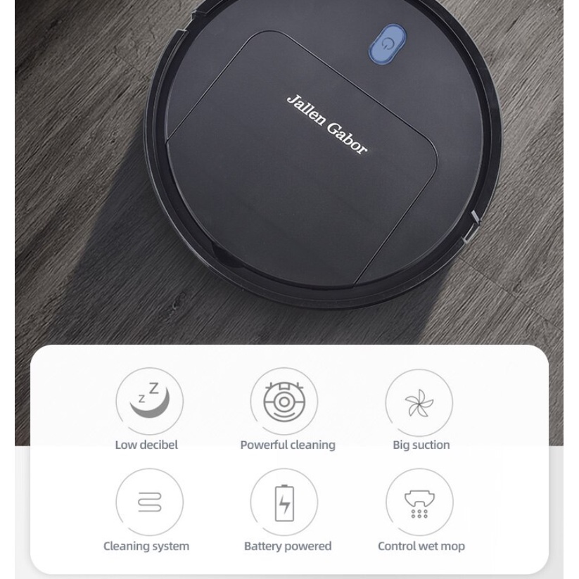 Robot Hút Bụi Quyét Nhà Jallen Gabor - IS25, Động Cơ Khỏe, Máy Chạy Cực Êm, Pin 90 Phút - Chính Hãng Bảo Hành 6 Tháng