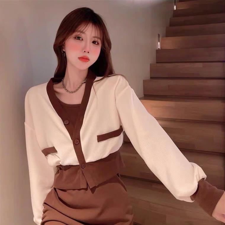 [ 𝐅𝐑𝐄𝐄 𝐒𝐇𝐈𝐏 ]   SET VÁY BODY NHÚN CHUN HÔNG KÈM ÁO KHOÁC NGOÀI