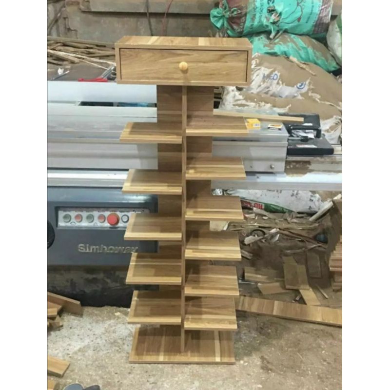 Kệ giá để giày 6 tầng 1 ngăn kéo. Kích thước: 120 x 44 x 20cm. Gỗ MDF phủ Melatium chống thấm cao cấp