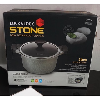 NỒI ĐÁ CAO CẤP 24CM LOCKNLOCK STONE LCA6244D (thành cao)