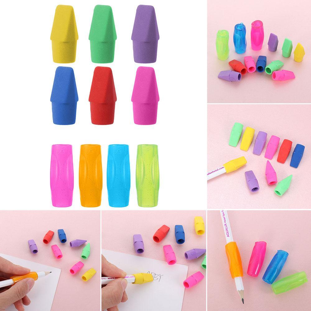 LAKAMIER Bộ Gôm Tẩy Và Kẹp Bút Chì Bằng Silicone Dành Cho Học Sinh